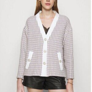 Maje Tweed Jacket Vido Blazer Cardigan Knit Cream Size 2 Medium